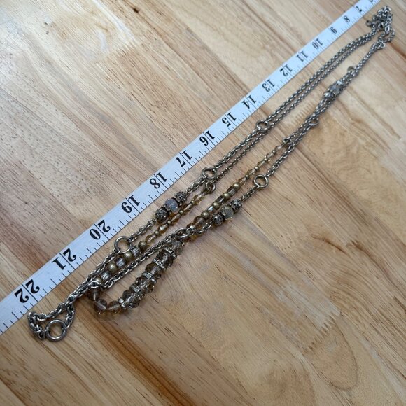 Loft Layered Necklace Set With Silver-Tone Chains & Glass Beads Long - Picture 9 of 10